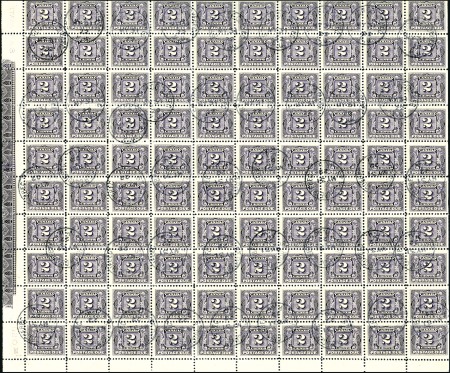 Stamp of Canada 1906-28 Postage Due 2c violet complete sheet of 10