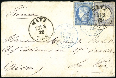 Stamp of France 1872 Affranchissement mixte France-Allemagne avec 