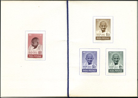 Stamp of India 1948 Gandhi set in a Courvoisier presentation fold