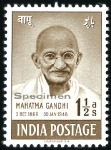 Stamp of India 1948 Gandhi set of four with SPECIMEN ovpt, no gum