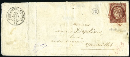Stamp of France Grille ROUGE et grille noire sur 1F carmin (au fil