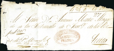 Stamp of Ecuador » Pre-Adhesive Covers 1831-34 (circa), Official wrapper and two fronts, 
