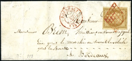 Stamp of France Extraordinaire oblitération grille rouge sur 10c