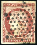Stamp of France 1849 1F carmin : sélection de trois beaux exemplai