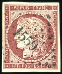 Stamp of France 1849 1F carmin : sélection de trois beaux exemplai