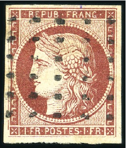 Stamp of France 1849 1F carmin : sélection de trois beaux exemplai