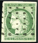 Stamp of France 1849 Sélection de trois timbres avec obl. gros poi