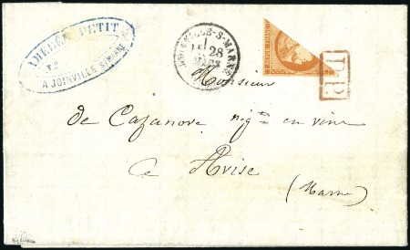Stamp of France 1871 40c Bordeaux coupé sur lettre de Joinville po