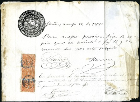 Stamp of Ecuador » General Issues 1879-80 "Papel Sellado" with bold black imprint, f