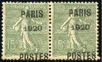 Stamp of France » Préoblitérés 1920-22 POSTES PARIS 1920 15c avec surcharge dépla