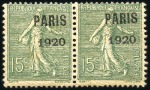 Stamp of France » Préoblitérés 1920-22 POSTES PARIS 1920 15c avec surcharge dépla
