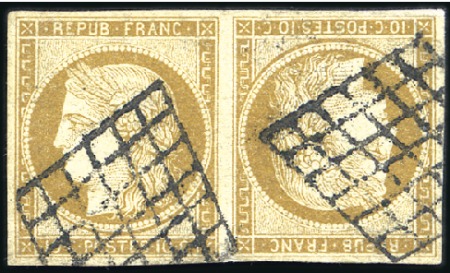 Stamp of France » Collections 1849-1944, Petit groupe dont 1849 10c en paire têt