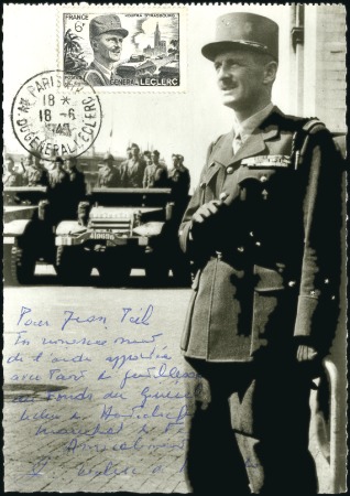Stamp of France 1949 CPA du Général Leclerc avec timbre à son effi