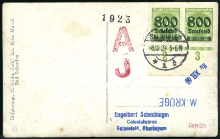 Stamp of Germany » German Empire 1923 Infla 800 thousand on 500M, marginal pair on 