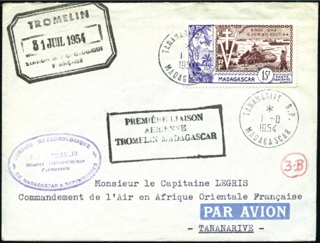 Stamp of Colonies françaises » Madagascar (Poste française) 1944-54, env. 300 plis dont Premiers vols, Tromeli