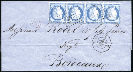 Stamp of France 1873 Pli de Cuba pour Bordeaux avec 25c Cérès en b