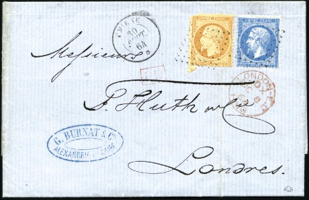 Stamp of France 1861 Lettre d'Alexandrie pour Londres avec Empire 