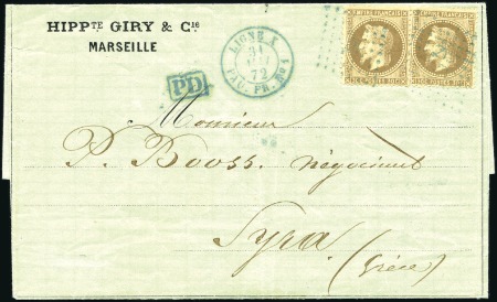 Stamp of France 1872 Lettre de Marseille pour la Grèce avec 30c La