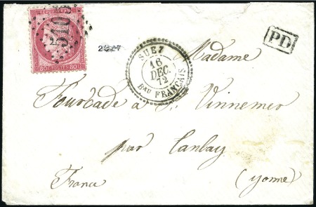 Stamp of France 1872 Enveloppe d'Egypte pour la France avec 80c Cé