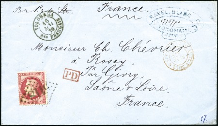 Stamp of France 1870 Pli du Japon pour la France avec 80c Lauré ob