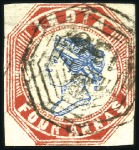 Stamp of India USED IN BURMA: 1854-55 1/2a, 1a, 2a and 4a with "B