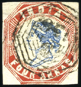 Stamp of India USED IN BURMA: 1854-55 1/2a, 1a, 2a and 4a with "B
