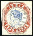 Stamp of India USED IN SINGAPORE: 1854-55 1/2a pair, 1a, 2a and 4