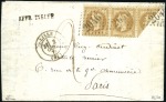 Stamp of France 1871 Lot de 4 coupé sur lettre: Lettre de La Fère,