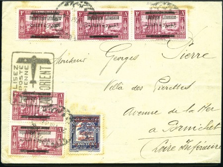 Stamp of Lebanon » Grand Liban under the French Mandate 1924-1926 1934 Cover to France with 3 stamps showing errors: