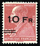 Stamp of France 1928 Ile de France 10F sur 90c et 10F sur 1F50 bdf