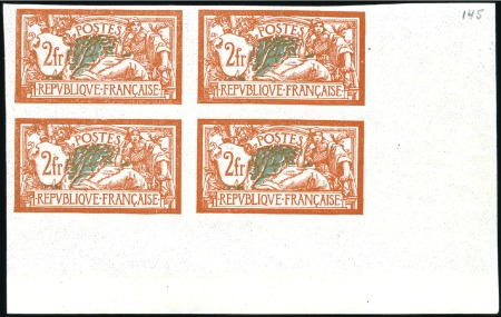Stamp of France 1907 Merson 2F orange et vert-bleu, non dentelé en