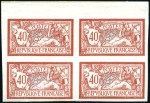 Stamp of France 1900 Merson 40c et 50c, non dentelé en bloc de 4 b