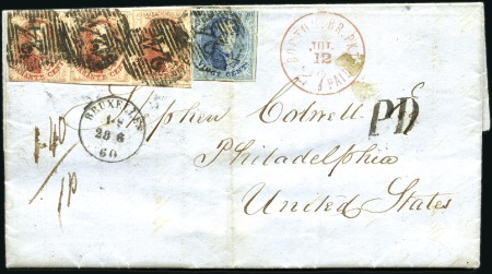 Stamp of Belgium » Belgique. 1861 Médaillons allongés - Émission 40c Vermillon en bande de trois ainsi que 20c bleu