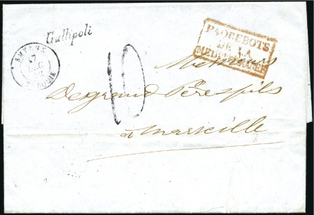 Stamp of Colonies françaises » Levant 1852 Cursive Gallipoli sur lettre avec càd Smyrne 