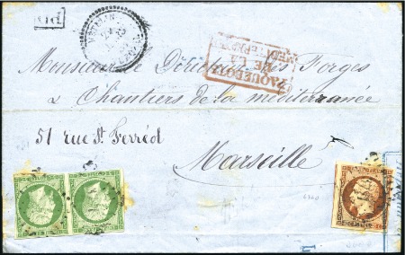 Stamp of Colonies françaises » Levant 1861 Pli de Mételin pour Marseille avec rare emplo