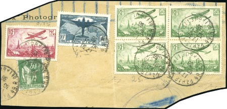 Stamp of France 1936 50F Vert en bloc de 4 obl. Paris 30.12.36 sur
