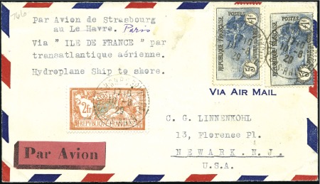 Stamp of France 1929 Lettre par "Ile de France" pour les USA avec 
