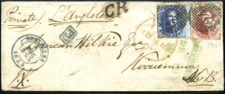 Stamp of Belgium » Belgique. 1851 Médaillons (filigrane sans cadre) - Oblitérations AMBULANT ÉCOSSAIS: 20c Bleu et 40c vermillon, défa