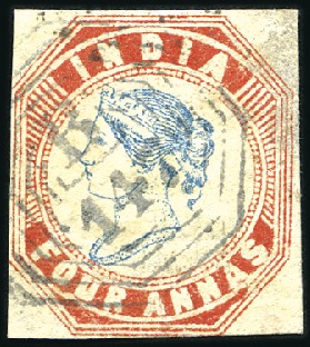 Stamp of India USED IN PENANG: 1854 1/2a to 4a with "B/147" numer