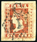 Stamp of India USED IN PONDICHERRY: 1854 1/2a to 4a with "C / III