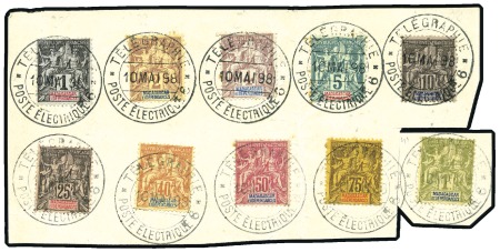 Stamp of Colonies françaises » Madagascar (Poste française) 1898 Cachet Télégraphie sur 10 valeurs Groupe, TB,