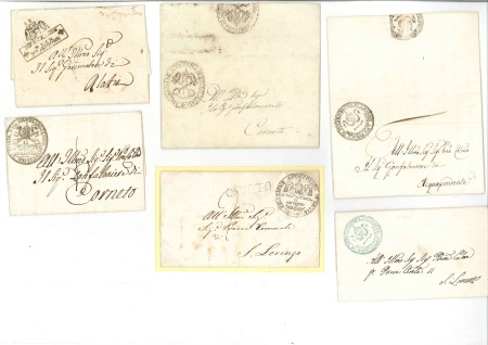Stamp of Italy 1821-43, Lot of 13 pre-stamp covers showing mostly