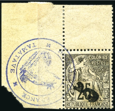 Stamp of Colonies françaises » Madagascar (Poste française) 1891 5 sur 25c noir sur rose en coin de feuille av