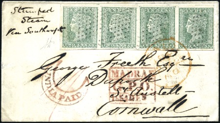 Stamp of India 1854 (Dec 9) Envelope from Madras to England with 