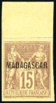 Stamp of Colonies françaises » Madagascar (Poste française) 1895 ESSAI DE SURCHARGE : essai de surcharge sur 7