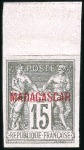 Stamp of Colonies françaises » Madagascar (Poste française) 1895 ESSAI DE SURCHARGE : essai de surcharge sur 7