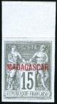 Stamp of Colonies françaises » Madagascar (Poste française) 1895 ESSAI DE SURCHARGE : essai de surcharge sur 7