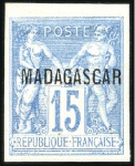 Stamp of Colonies françaises » Madagascar (Poste française) 1895 ESSAI DE SURCHARGE : essai de surcharge sur 7