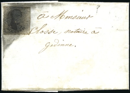 Stamp of Belgium » Belgique. 1861 Médaillons allongés - Émission 10c Brun, touché en haut, oblitération "au pouce" 