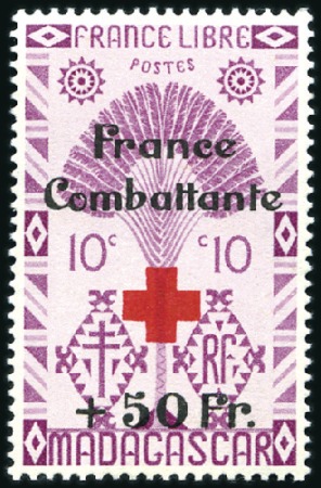 Stamp of Colonies françaises » Madagascar (Poste française) 1943-44 France combattante, non émis, +50Fr sur 10